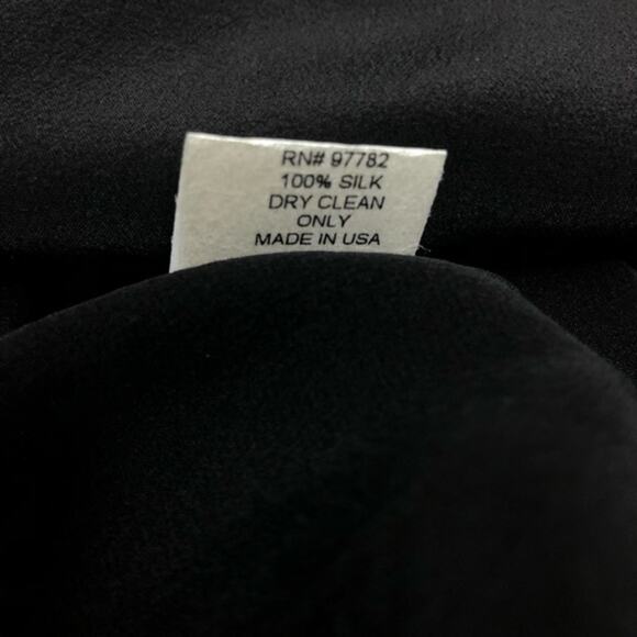 Jill Stuart Black Silk Asymmetrical Drop Waist Long Sleeve Peasant Dress Sz 0 - Picture 10 of 10